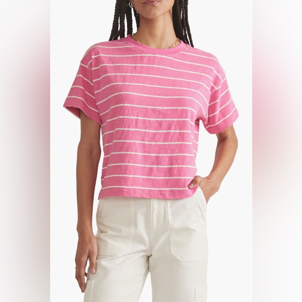Marine Layer Sadie Stripe Boxy Crop Slub T-shirt